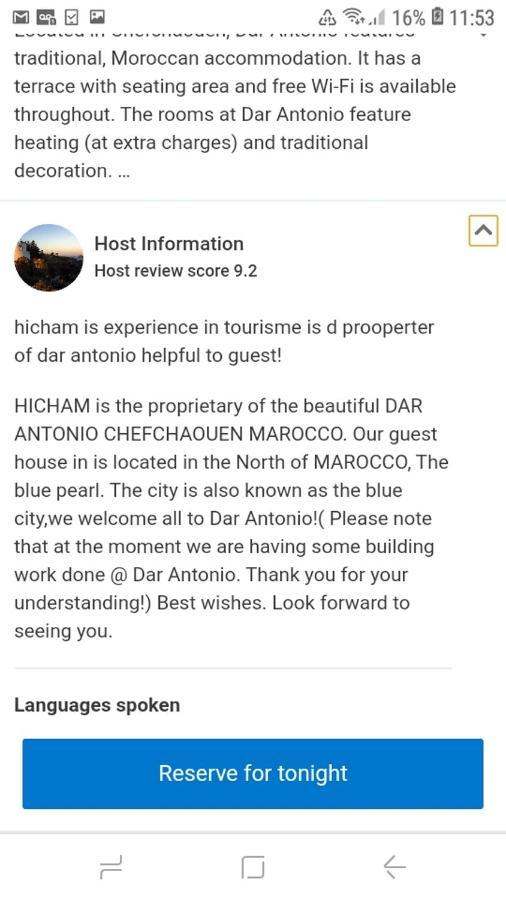 Hotel Dar Antonio Szafszawan Zewnętrze zdjęcie